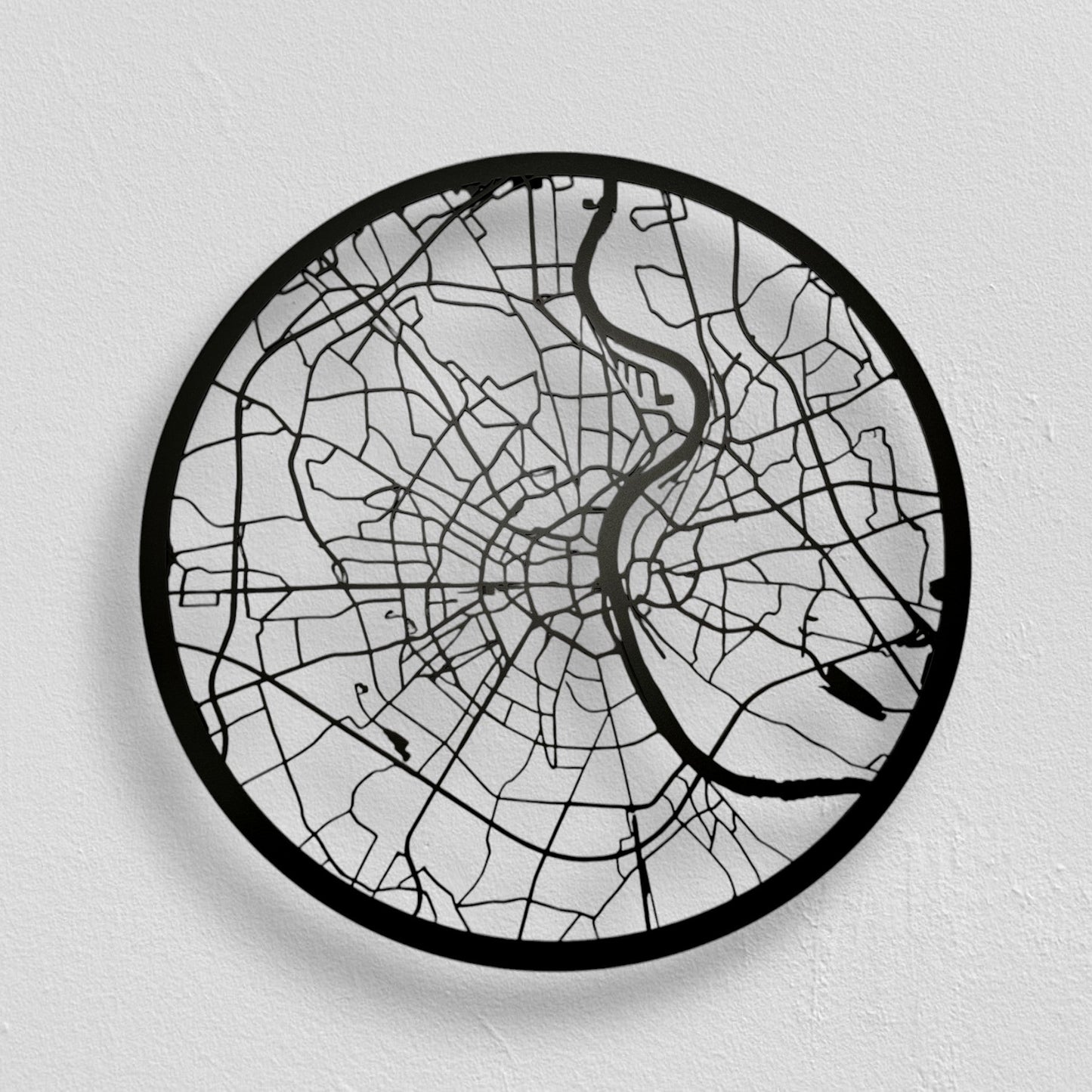 Köln | Wanddekoration Rund | Schwarzer Stahl