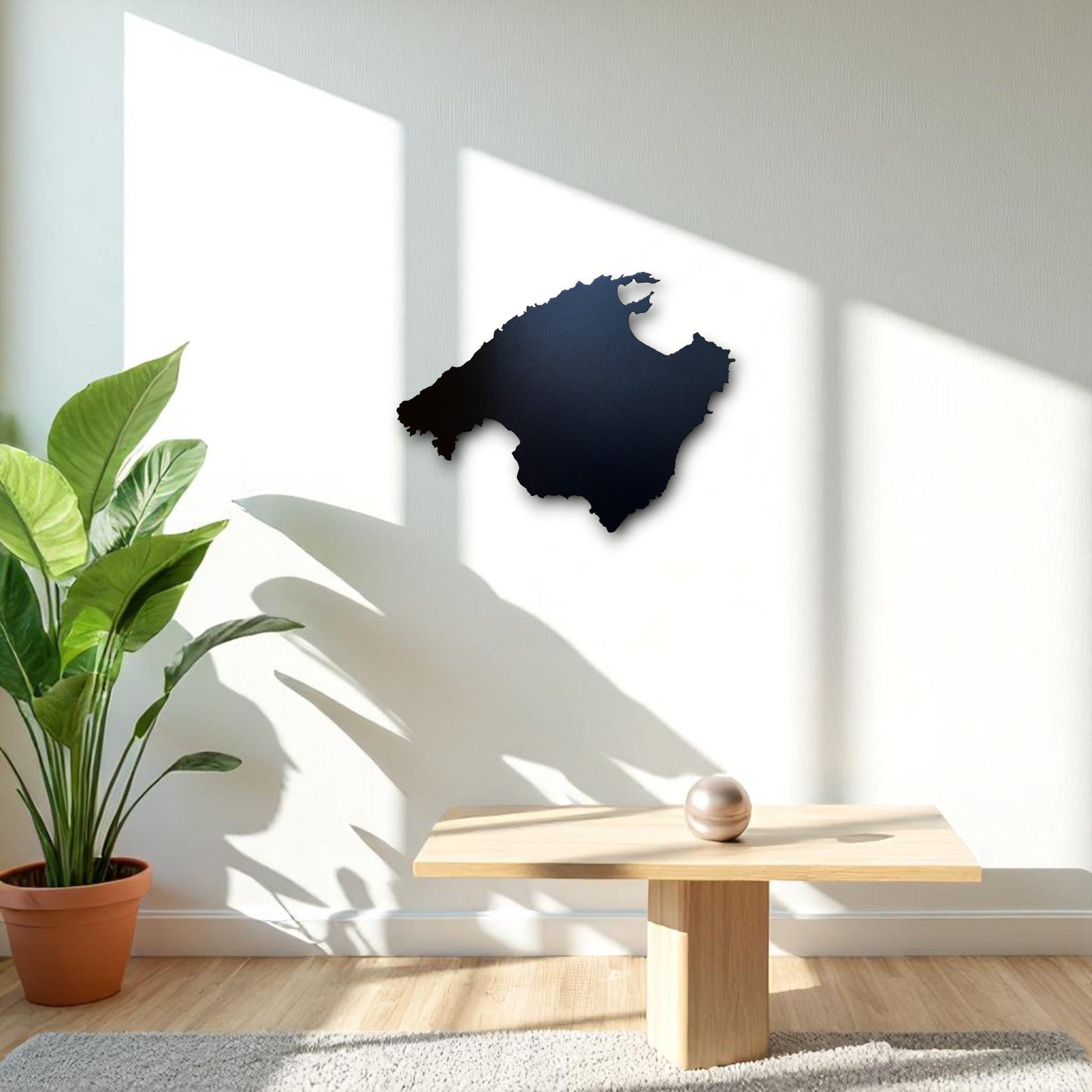 Mallorca Wanddekoration aus Metall in schwarzem Stahl Wandbild
