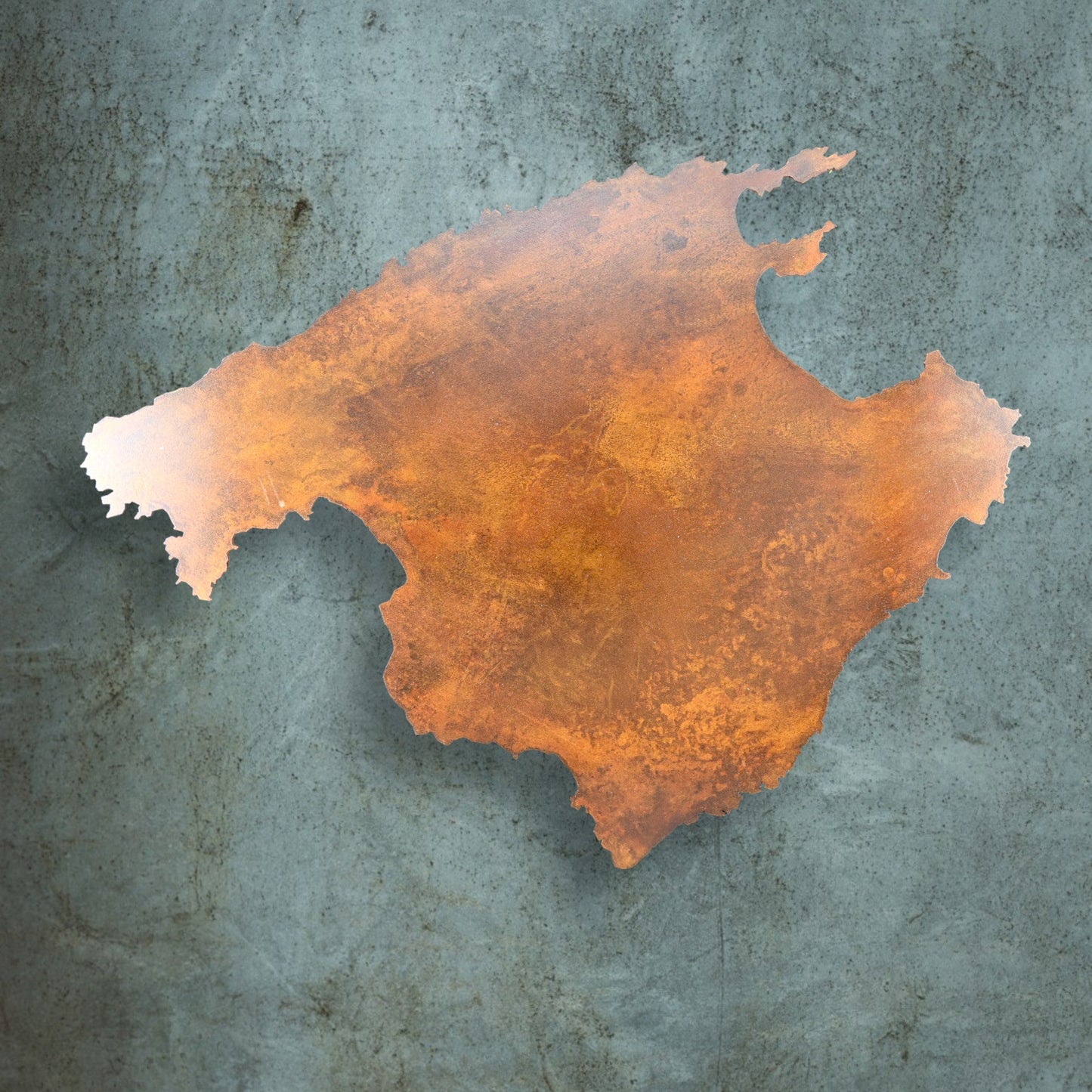 Mallorce Wanddekoration aus Metall in Edelrost Corten Wandkunst