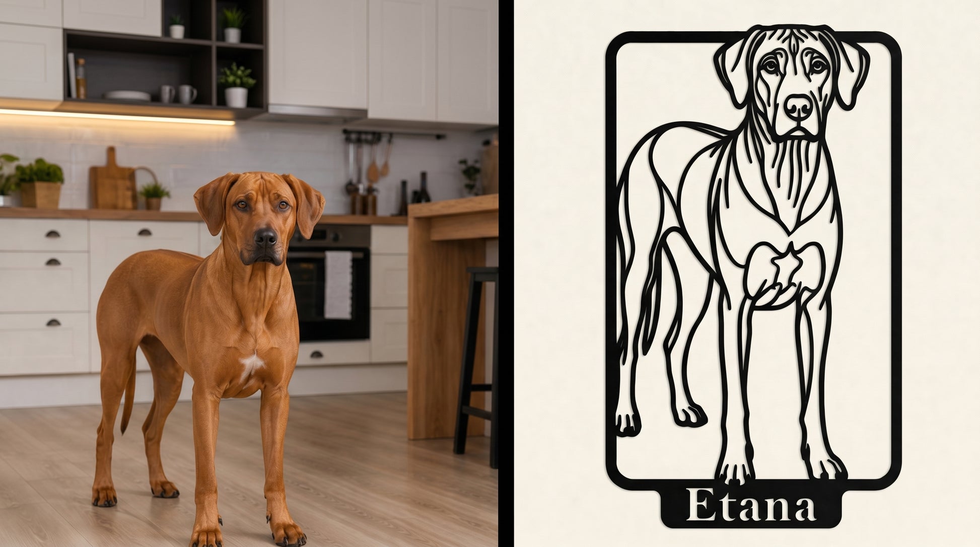 Individuelle Hunde-Wanddekoration aus Metall nach Ihrem Foto - DieMetallmacher