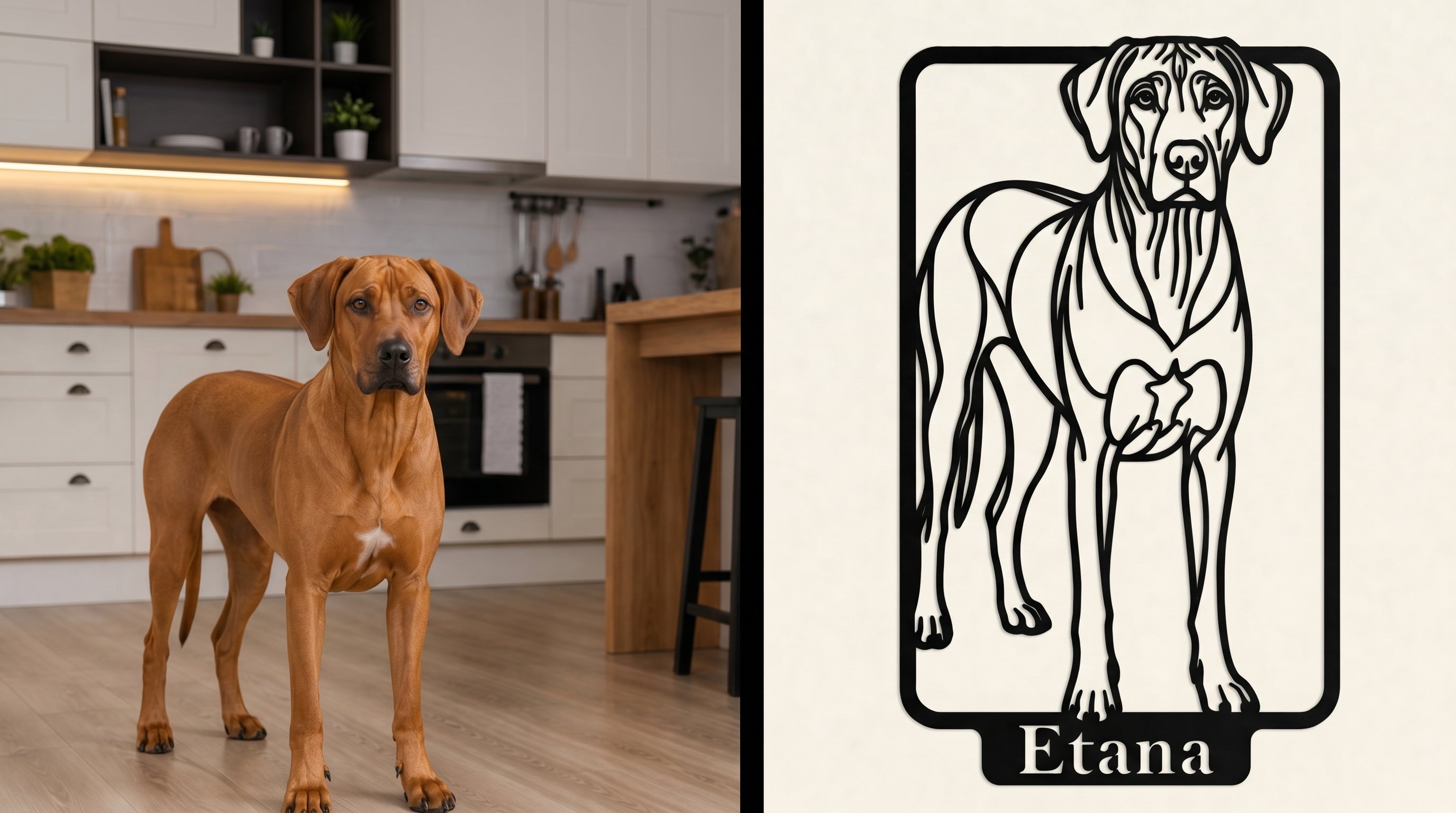 Individuelle Hunde-Wanddekoration aus Metall nach Ihrem Foto - DieMetallmacher
