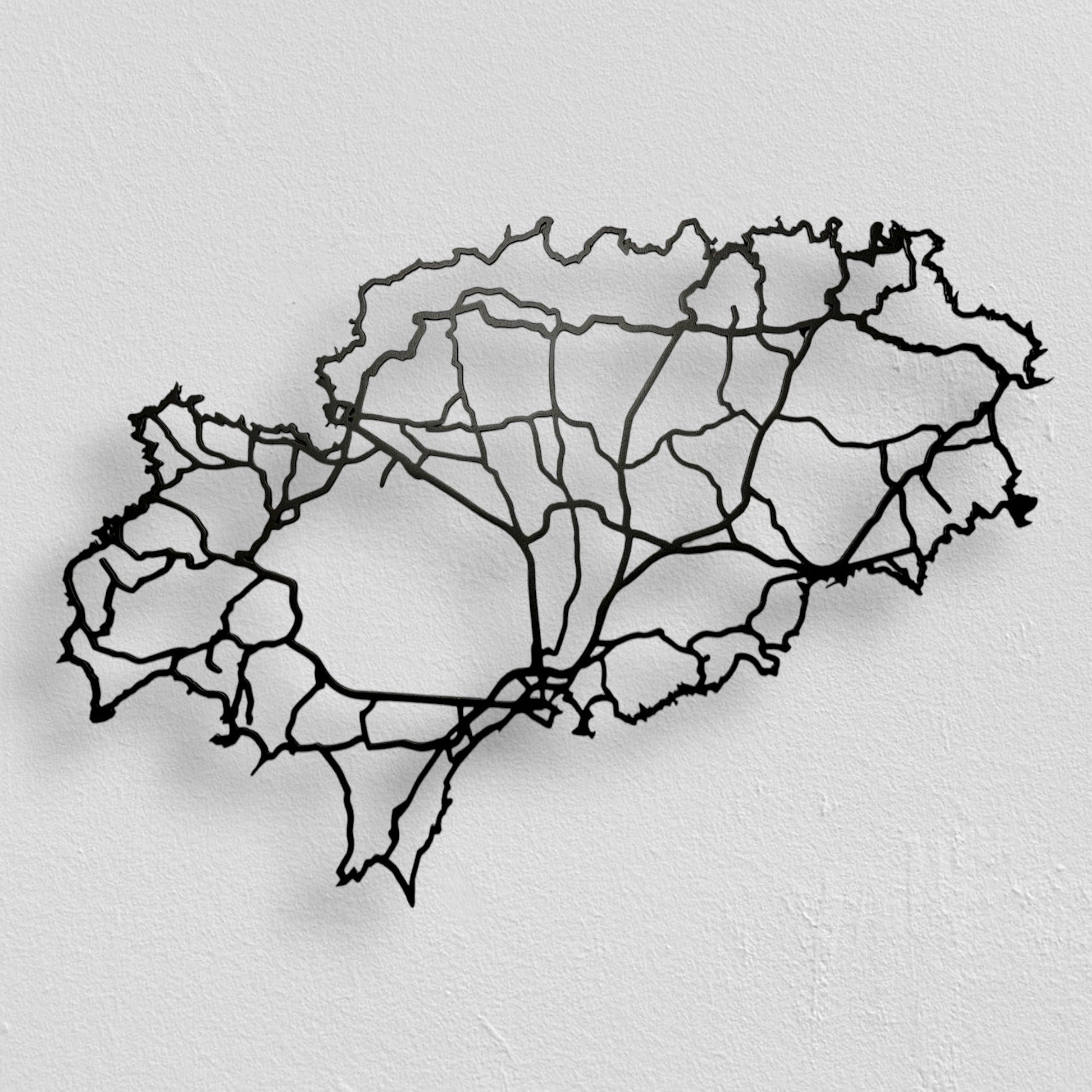 Ibiza Straßennetz | Wanddekoration | Schwarzer Stahl