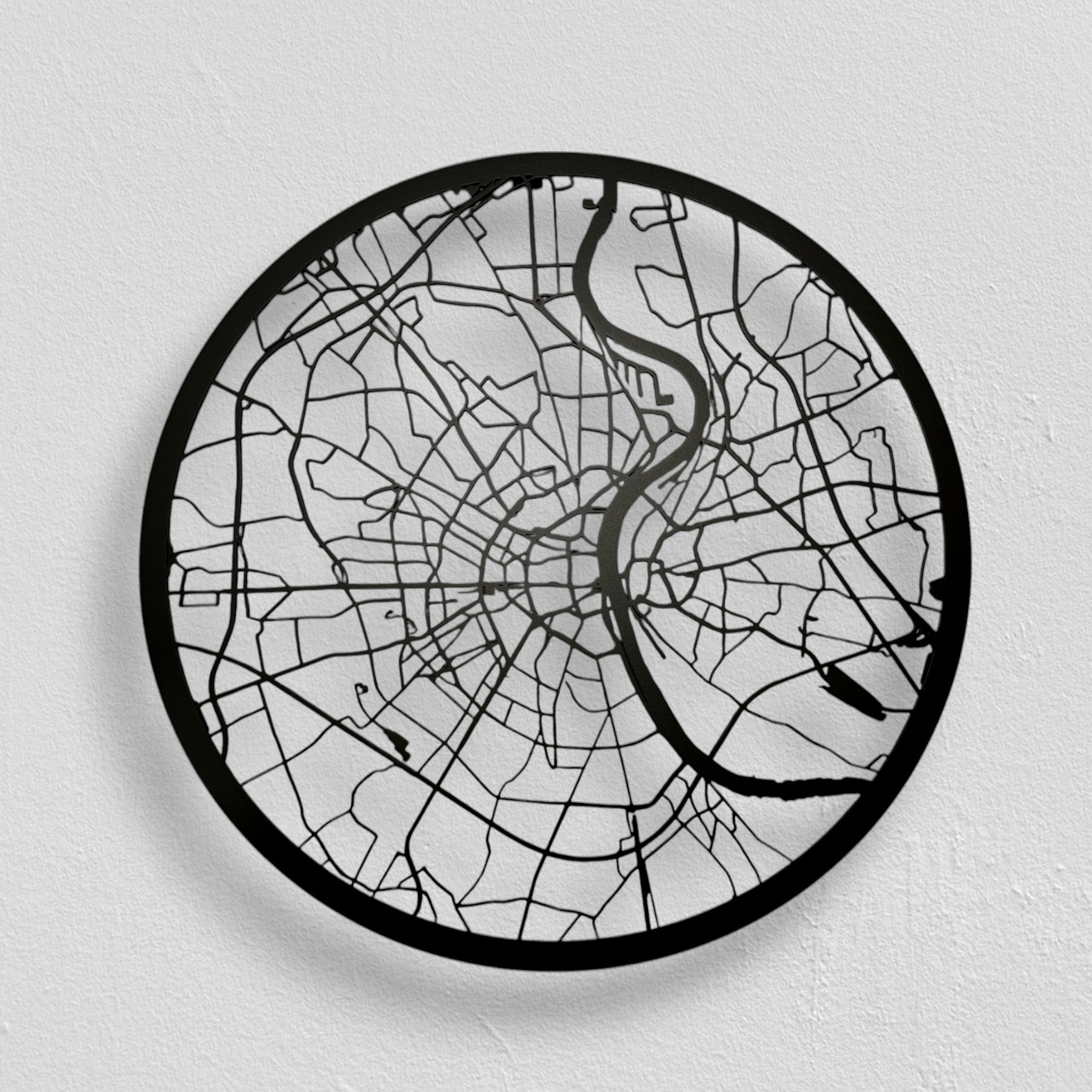 Köln | Wanddekoration Rund | Schwarzer Stahl