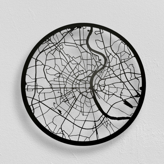 Köln | Wanddekoration Rund | Schwarzer Stahl